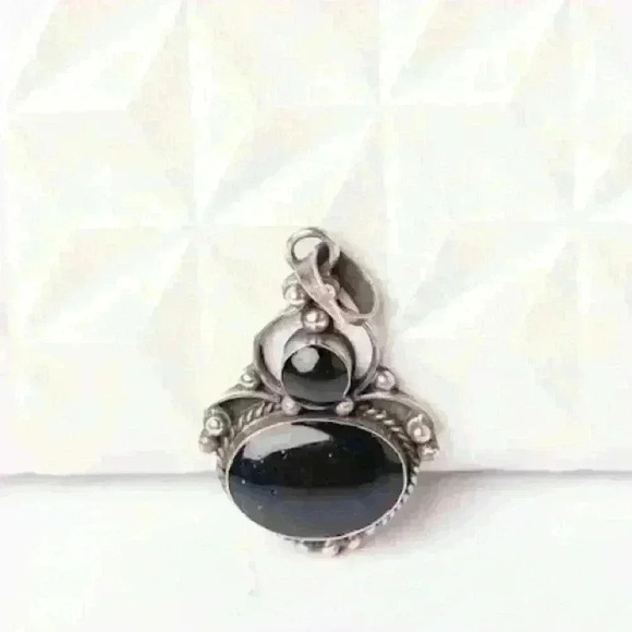 Goth Gorgeous Black Onyx sterling silver Pendant NWT - Picture 6 of 10